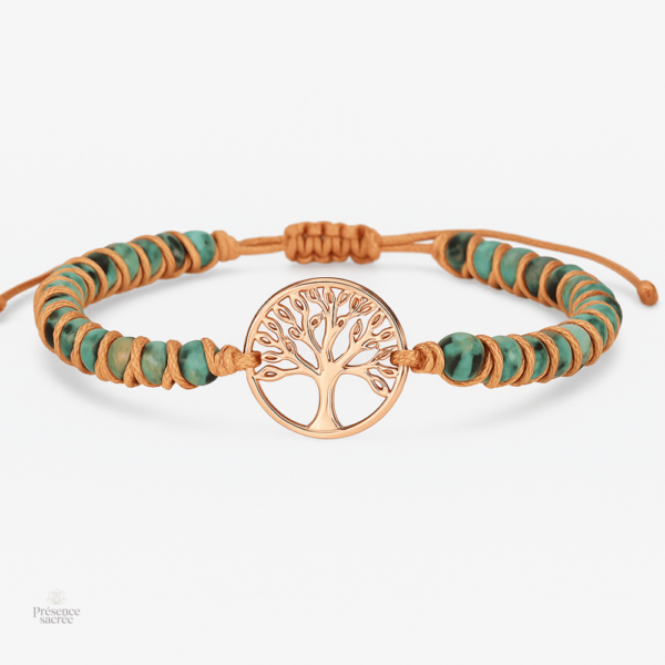 Bracelet tressé Arbre de vie en Jaspe Africaine