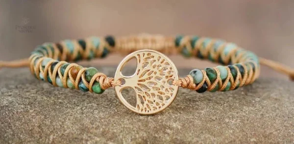 Bracelet en pierres naturelles, Arbre de vie tressé