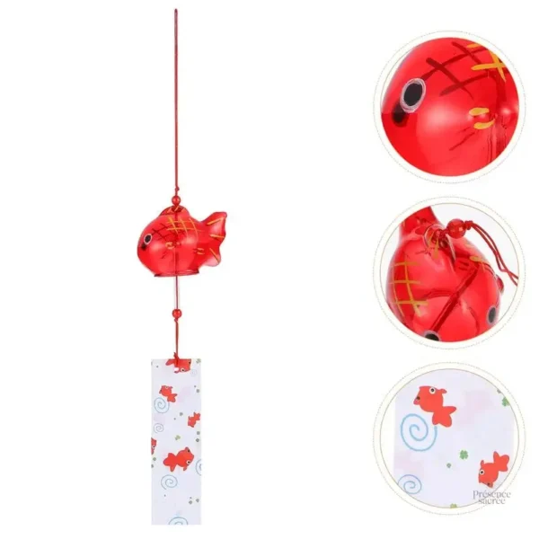 Furin Poisson rouge, carillon éolien artistique en métal