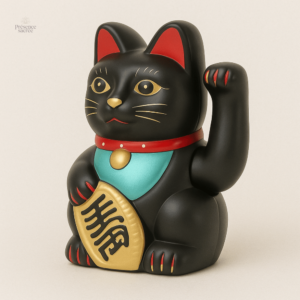 Chat Maneki Neko automatique en position porte-bonheur