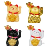Porte-bonheur Maneki Neko en céramique dorée