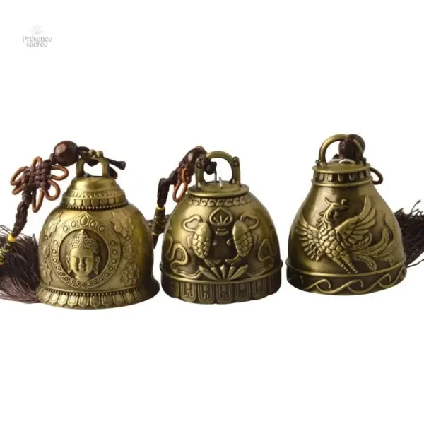 Cloche tibétaine en métal, symbole de sérénité et paix