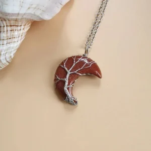 Collier en argent Arbre de Vie avec motif demi-lune