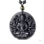 Collier Bouddha Avalokiteśvara en obsidienne