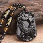 Collier Bouddha Avalokiteśvara en obsidienne - vue 5