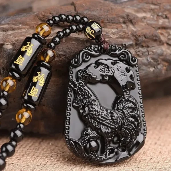 Collier Bouddha Avalokiteśvara en obsidienne - vue 5