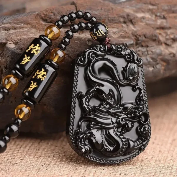 Collier Bouddha Avalokiteśvara en obsidienne - vue 6