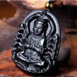 Collier obsidienne spirituel Bouddha Avalokiteśvara