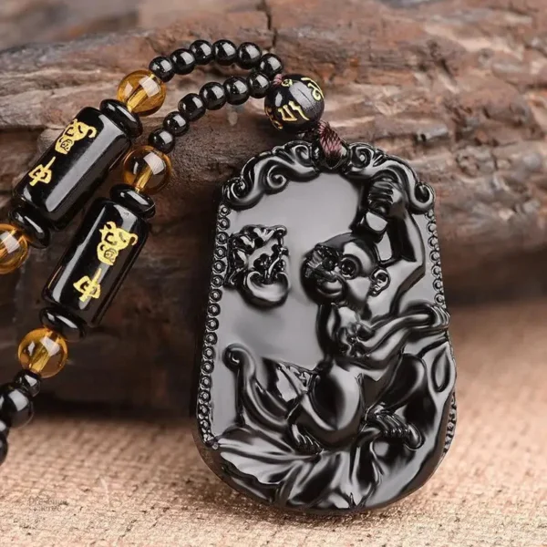Collier Bouddha Avalokiteśvara en obsidienne - vue 7