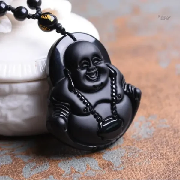 Collier Bouddha Avalokiteśvara en obsidienne - vue 8