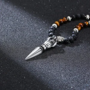 Collier en Pierre de Lave et Oeil de Tigre