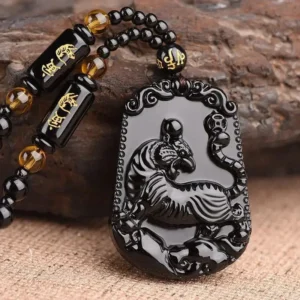 Collier Bouddhiste Tigre d'Asie, symbole de sérénité et de force