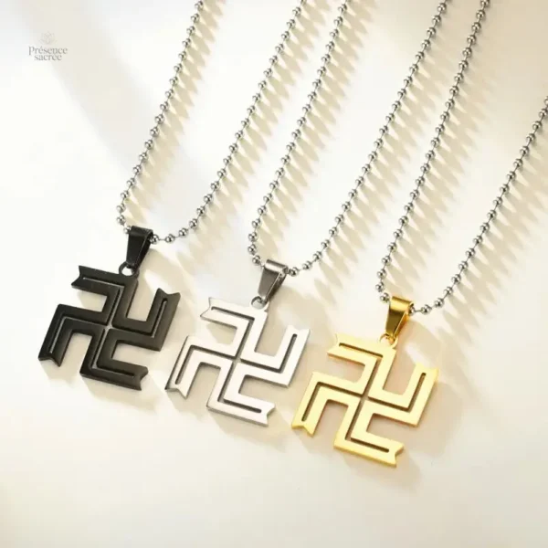 Collier en or avec symbole bouddhiste Svastika