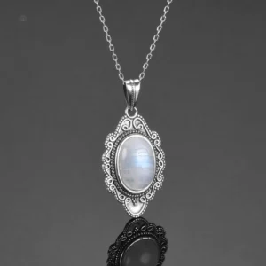 Collier pierre naturelle, éclat de Lune