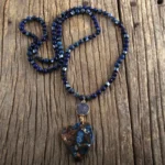 Collier Pierre Naturelle Coeur Bleu, bijou élégant en pierre