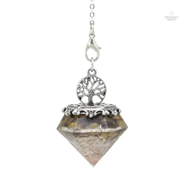 Collier en Pierre Naturelle en Forme de Diamant