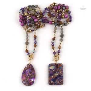 Collier Pierre Naturelle Violette Rectangulaire