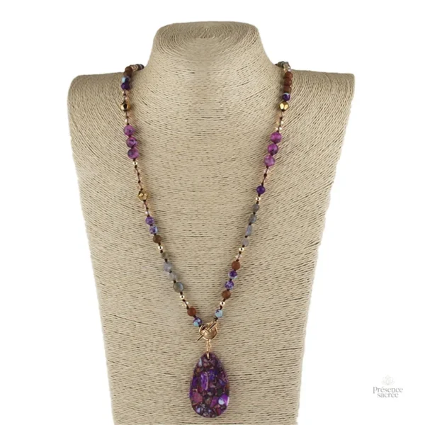 Collier Élégant en Pierre Naturelle Violette