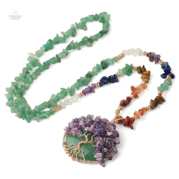 Bijou collier bouddhiste avec motifs d'arbre de vie