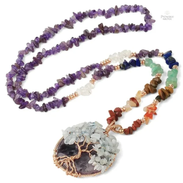 Collier spirituel en pierres naturelles colorées