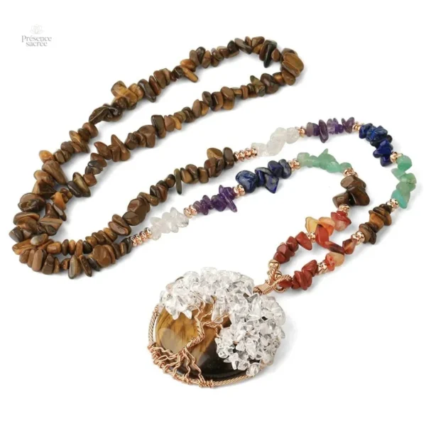 Accessoire zen : collier en pierres multicolores
