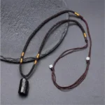 Collier Bouddhiste en Pierre de Tourmaline Noire