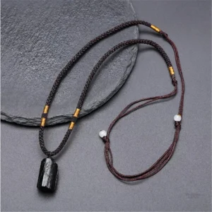 Collier Bouddhiste en Pierre de Tourmaline Noire