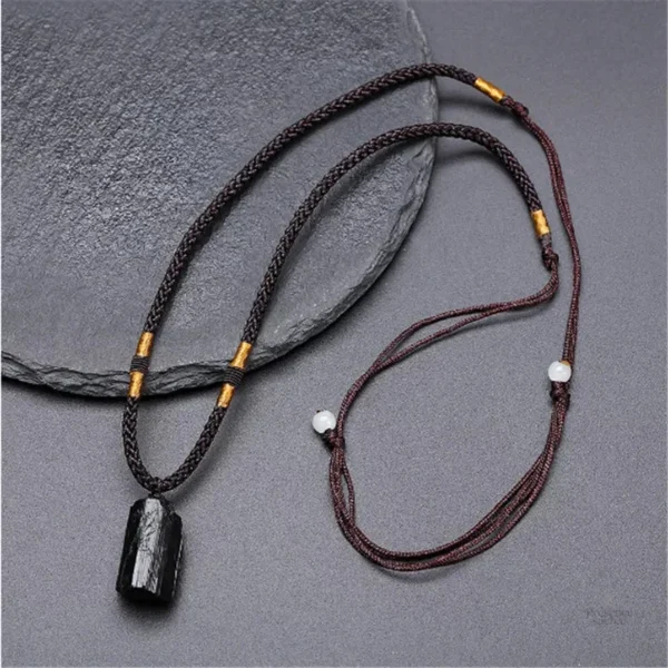 Collier Bouddhiste en Pierre de Tourmaline Noire