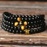 Collier Mala Onyx tibétain en pierres naturelles