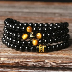 Collier tibétain en onyx, bijou spirituel élégant