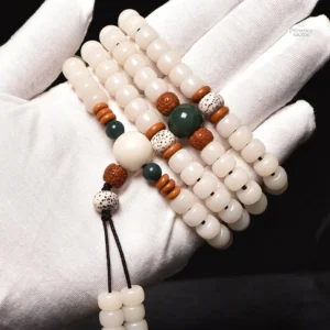 Mala Tibétain blanc, accessoire spirituel raffiné