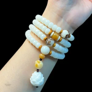 Collier mala blanc, pour la méditation et le bien-être