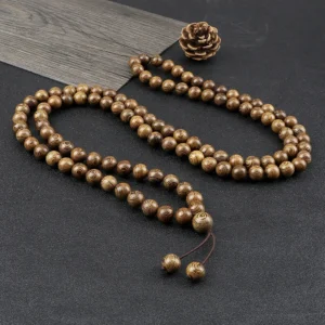 Collier de prière tibétain en bois