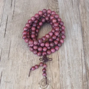 Mala Tibétain en bois naturel d'amarante