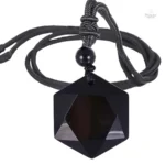 Collier Agate Noire Hexagonale Bouddhiste