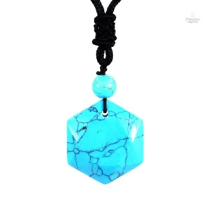 Collier en agate noire authentique hexagonale