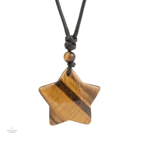 Collier Oeil de Tigre en Étoile pour pratiques bouddhistes