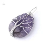 Collier Arbre de Vie avec pendentif en Améthyste