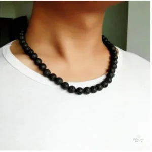 Bijou en pierre de Lave, collier élégant 6/8mm