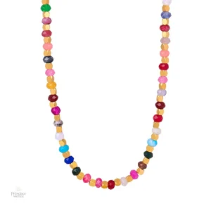 Collier pierres fines multicolores en verre naturel