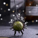 Sublime collier bouddhiste, Quartz évoquant la chaleur solaire