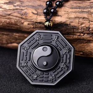 Collier Bouddhiste Yin Yang Noir élégant et significatif