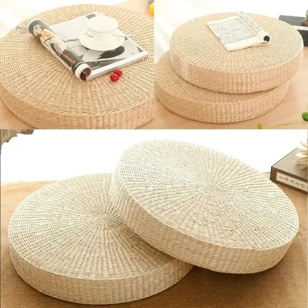 Coussin de méditation fait main en paille