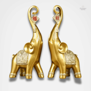 Double statue éléphant d'Asie en bois sculpté