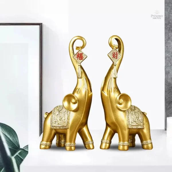 Éléphants d'Asie en duo, représentation artistique unique
