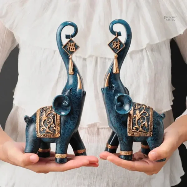 Éléphants sculptés, ajout élégant pour espace spirituel