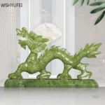 Statue de dragon en jade, pièce unique de décoration