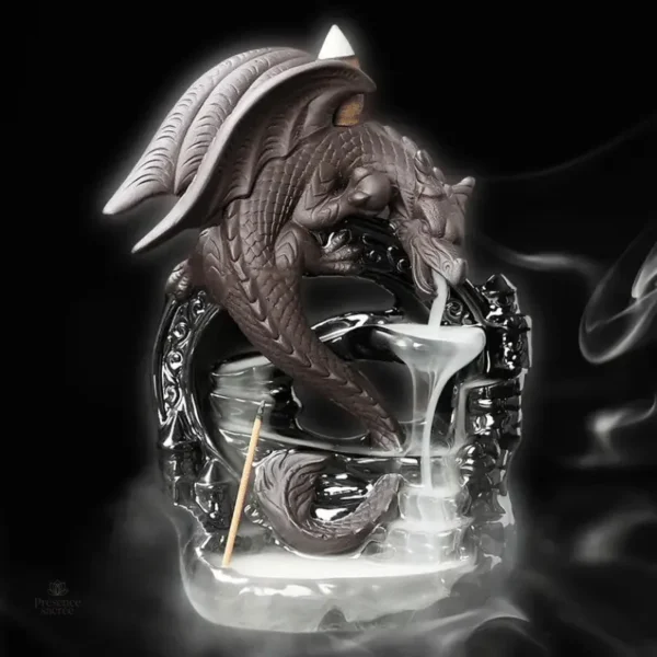 Fontaine à encens Dragon en céramique décorative