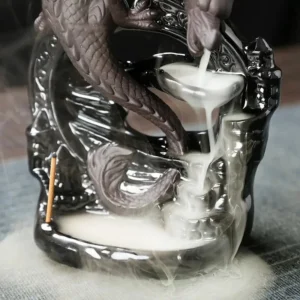 Accessoire zen : fontaine à encens dragon artistique