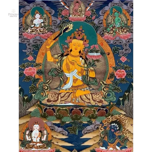 Grand tableau Thangka bouddhiste coloré